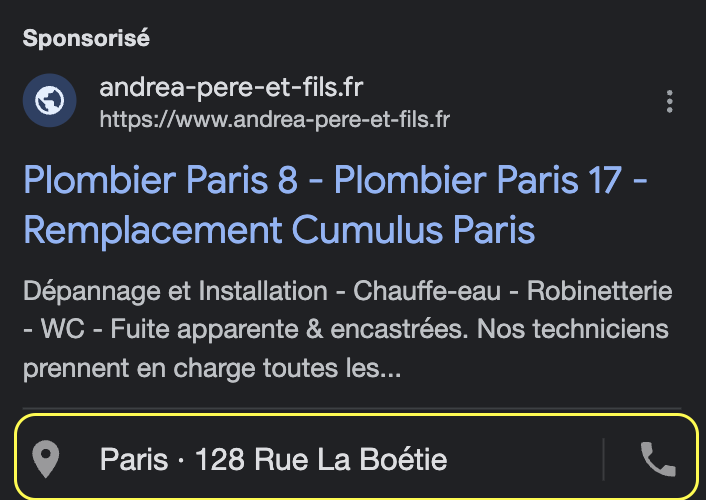 Extensions de lieu Google Ads